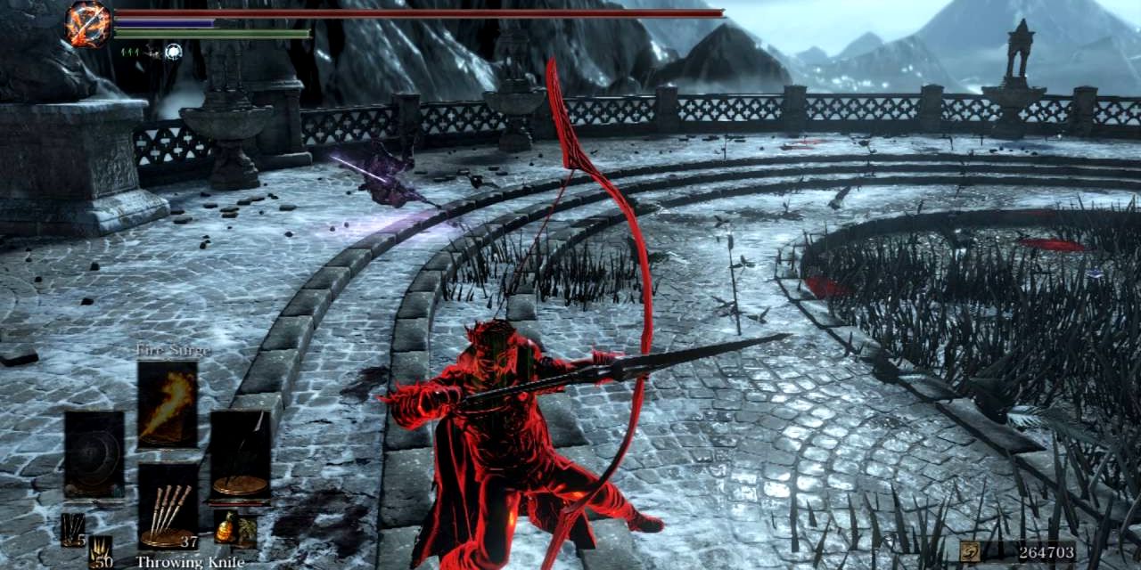 Dark souls стрела. Dark Souls Dragonslayer Greatbow. Дс3 ПВП дуэль. Onislayer. Dark Bow.