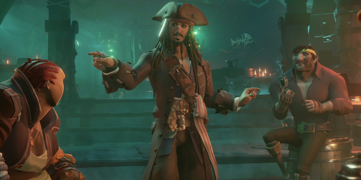 Pirates lives. Sea of Thieves Джек Воробей. Sea of Thieves компания пираты Карибского моря. Джек Воробей Sea of Thieves человек. Sea of Thieves обновление.