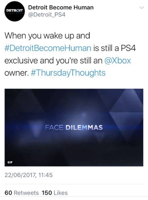 Detroit Become Human Twitter Takes Jab At Xbox One Game Rant