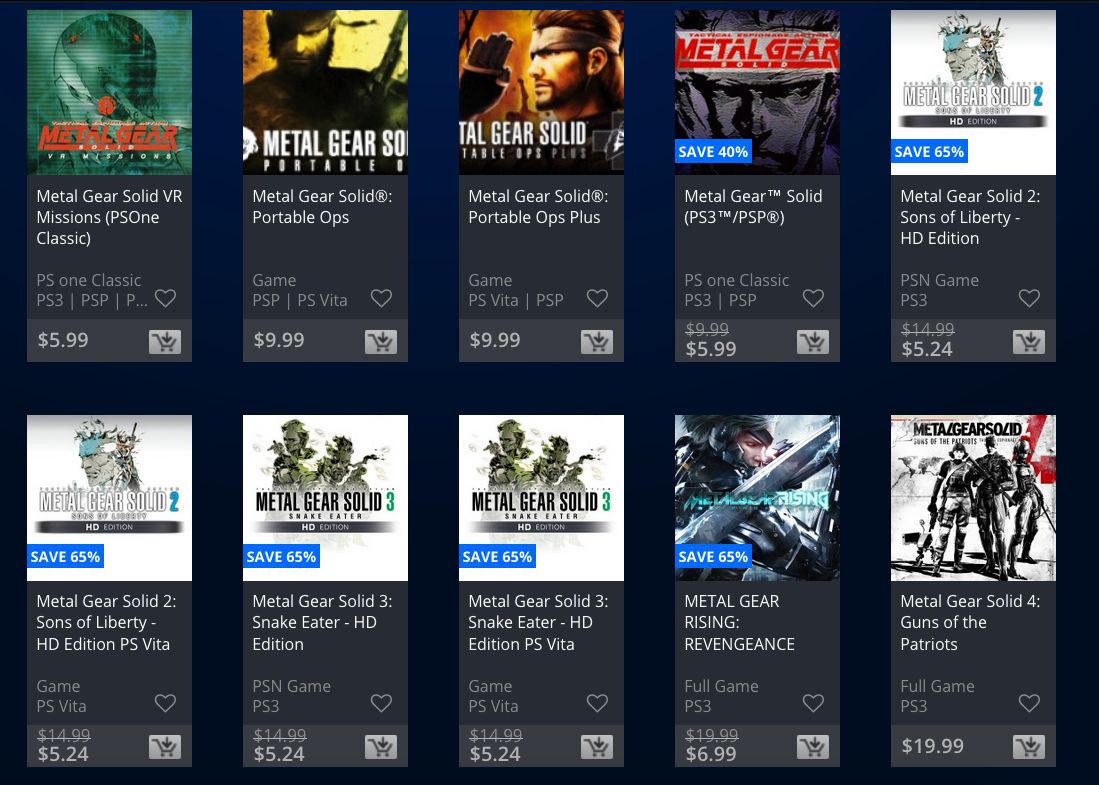 metal gear solid ps store